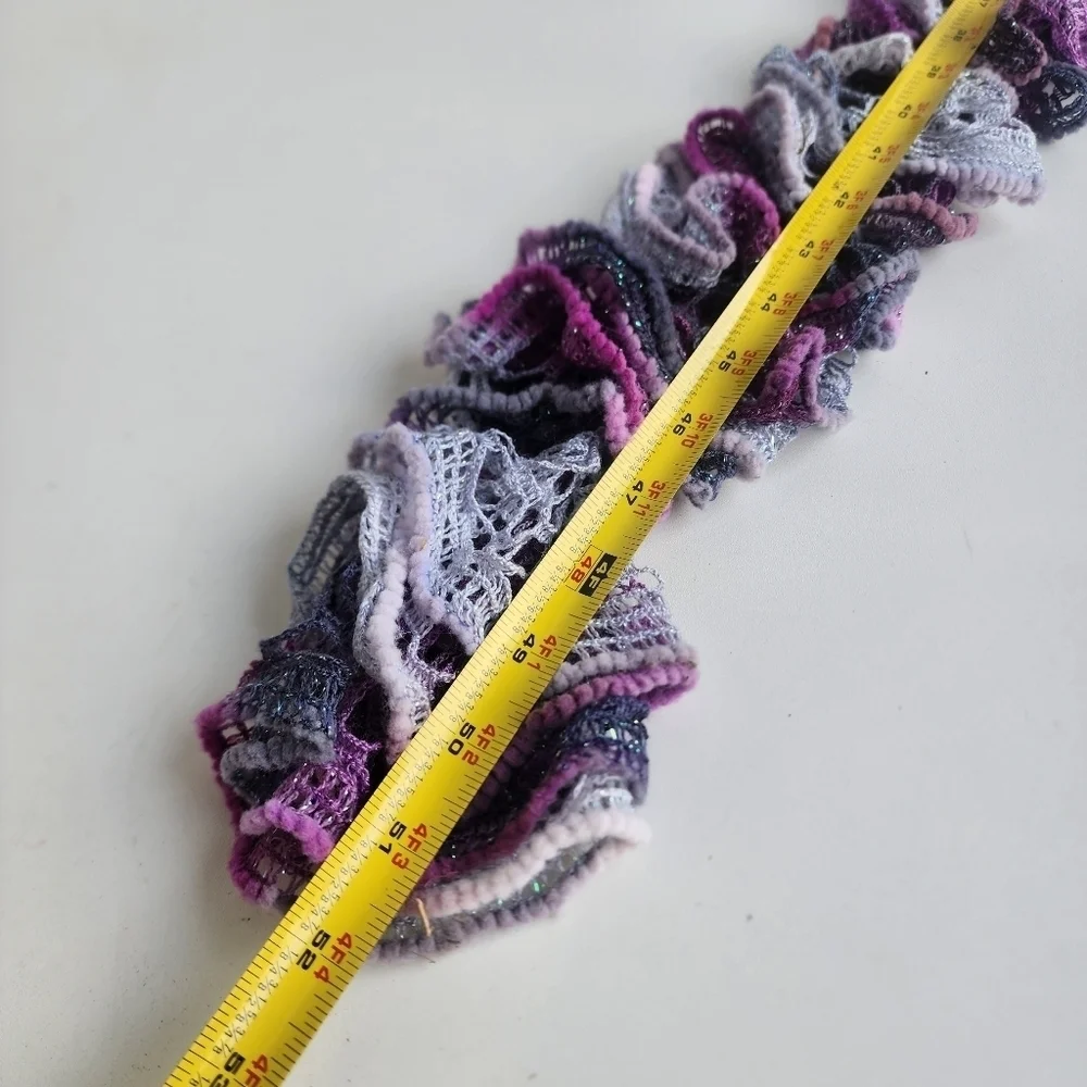 Fashion Sashay Scarf Purple Tiered Ruffle Open Knit Fairycore Romantic 52